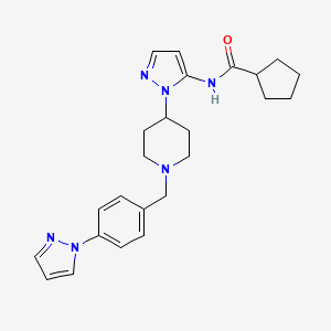 molecular formula C24H30N6O B3836716 N-(1-{1-[4-(1H-pyrazol-1-yl)benzyl]-4-piperidinyl}-1H-pyrazol-5-yl)cyclopentanecarboxamide 