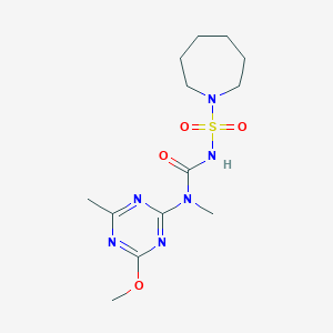 molecular formula C13H22N6O4S B3836729 N-{[(4-methoxy-6-methyl-1,3,5-triazin-2-yl)(methyl)amino]carbonyl}-1-azepanesulfonamide 