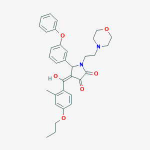 molecular formula C33H36N2O6 B383673 3-hydroxy-4-(2-methyl-4-propoxybenzoyl)-1-[2-(4-morpholinyl)ethyl]-5-(3-phenoxyphenyl)-1,5-dihydro-2H-pyrrol-2-one 