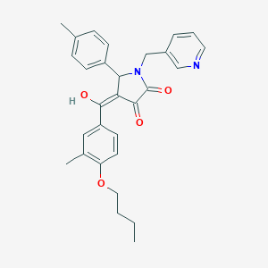 molecular formula C29H30N2O4 B383674 (4E)-4-[(4-butoxy-3-methylphenyl)-hydroxymethylidene]-5-(4-methylphenyl)-1-(pyridin-3-ylmethyl)pyrrolidine-2,3-dione CAS No. 433326-05-7