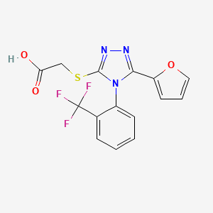 molecular formula C15H10F3N3O3S B3836756 ({5-(2-furyl)-4-[2-(trifluoromethyl)phenyl]-4H-1,2,4-triazol-3-yl}thio)acetic acid 