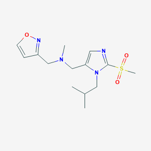 molecular formula C14H22N4O3S B3836760 1-[1-isobutyl-2-(methylsulfonyl)-1H-imidazol-5-yl]-N-(3-isoxazolylmethyl)-N-methylmethanamine 