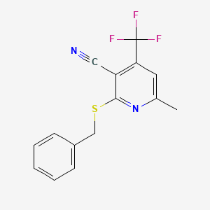 molecular formula C15H11F3N2S B3836799 2-(benzylthio)-6-methyl-4-(trifluoromethyl)nicotinonitrile 