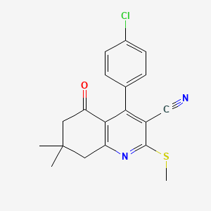 molecular formula C19H17ClN2OS B3836819 4-(4-chlorophenyl)-7,7-dimethyl-2-(methylthio)-5-oxo-5,6,7,8-tetrahydro-3-quinolinecarbonitrile 