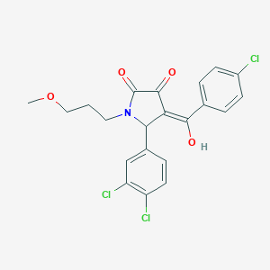 molecular formula C21H18Cl3NO4 B383687 4-(4-chlorobenzoyl)-5-(3,4-dichlorophenyl)-3-hydroxy-1-(3-methoxypropyl)-1,5-dihydro-2H-pyrrol-2-one CAS No. 433309-74-1