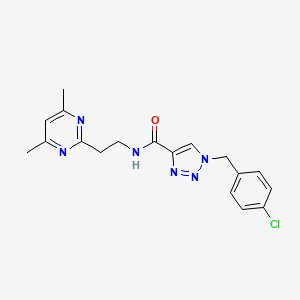 molecular formula C18H19ClN6O B3836961 1-(4-chlorobenzyl)-N-[2-(4,6-dimethyl-2-pyrimidinyl)ethyl]-1H-1,2,3-triazole-4-carboxamide 