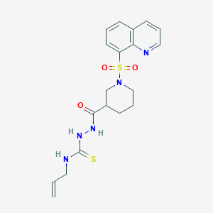 molecular formula C19H23N5O3S2 B383698 N-allyl-2-{[1-(8-quinolinylsulfonyl)-3-piperidinyl]carbonyl}hydrazinecarbothioamide 