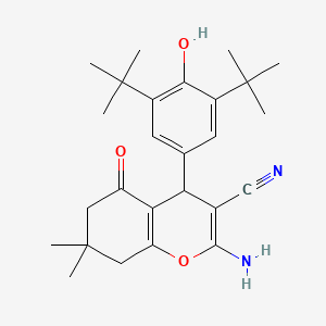 molecular formula C26H34N2O3 B3837039 2-amino-4-(3,5-di-tert-butyl-4-hydroxyphenyl)-7,7-dimethyl-5-oxo-5,6,7,8-tetrahydro-4H-chromene-3-carbonitrile 