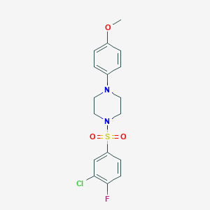 molecular formula C17H18ClFN2O3S B383707 1-[(3-Chloro-4-fluorophenyl)sulfonyl]-4-(4-methoxyphenyl)piperazine 