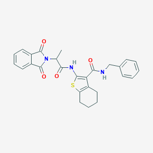 molecular formula C27H25N3O4S B383712 N-benzyl-2-{[2-(1,3-dioxo-1,3-dihydro-2H-isoindol-2-yl)propanoyl]amino}-4,5,6,7-tetrahydro-1-benzothiophene-3-carboxamide 
