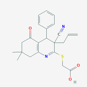 molecular formula C23H24N2O3S B3837128 [(3-allyl-3-cyano-7,7-dimethyl-5-oxo-4-phenyl-3,4,5,6,7,8-hexahydro-2-quinolinyl)thio]acetic acid 
