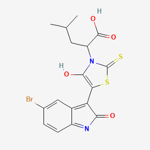 2-[5-(5-bromo-2-oxo-1,2-dihydro-3H-indol-3-ylidene)-4-oxo-2-thioxo-1,3-thiazolidin-3-yl]-4-methylpentanoic acid