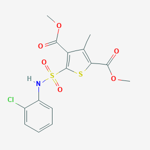 molecular formula C15H14ClNO6S2 B383721 Dimethyl 5-[(2-chlorophenyl)sulfamoyl]-3-methylthiophene-2,4-dicarboxylate 
