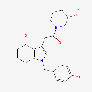 molecular formula C23H27FN2O3 B3837254 1-(4-fluorobenzyl)-3-[2-(3-hydroxy-1-piperidinyl)-2-oxoethyl]-2-methyl-1,5,6,7-tetrahydro-4H-indol-4-one 