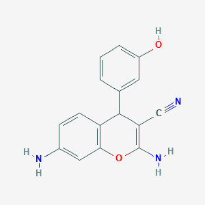 molecular formula C16H13N3O2 B3837284 2,7-diamino-4-(3-hydroxyphenyl)-4H-chromene-3-carbonitrile 