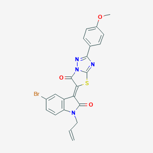 molecular formula C22H15BrN4O3S B383729 1-allyl-5-bromo-3-(2-(4-methoxyphenyl)-6-oxo[1,3]thiazolo[3,2-b][1,2,4]triazol-5(6H)-ylidene)-1,3-dihydro-2H-indol-2-one 