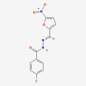 molecular formula C12H8FN3O4 B3837328 4-fluoro-N'-[(5-nitro-2-furyl)methylene]benzohydrazide 