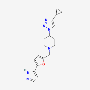 molecular formula C18H22N6O B3837362 4-(4-cyclopropyl-1H-1,2,3-triazol-1-yl)-1-{[5-(1H-pyrazol-5-yl)-2-furyl]methyl}piperidine trifluoroacetate 