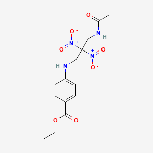 molecular formula C14H18N4O7 B3837376 ethyl 4-{[3-(acetylamino)-2,2-dinitropropyl]amino}benzoate 
