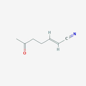 molecular formula C7H9NO B038374 2-Heptenenitrile, 6-oxo-, (E)-(9CI) CAS No. 120113-88-4