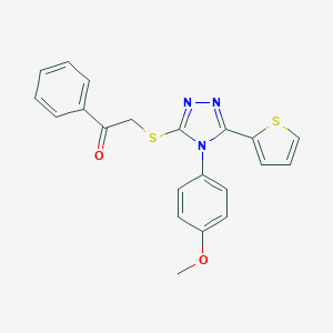 molecular formula C21H17N3O2S2 B383741 2-{[4-(4-methoxyphenyl)-5-(2-thienyl)-4H-1,2,4-triazol-3-yl]sulfanyl}-1-phenylethanone 