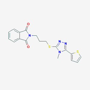 molecular formula C18H16N4O2S2 B383743 2-(3-{[4-methyl-5-(2-thienyl)-4H-1,2,4-triazol-3-yl]sulfanyl}propyl)-1H-isoindole-1,3(2H)-dione 