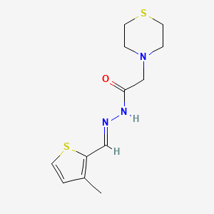 molecular formula C12H17N3OS2 B3837436 N'-[(3-methyl-2-thienyl)methylene]-2-(4-thiomorpholinyl)acetohydrazide 