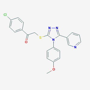 molecular formula C22H17ClN4O2S B383745 1-(4-chlorophenyl)-2-{[4-(4-methoxyphenyl)-5-(pyridin-3-yl)-4H-1,2,4-triazol-3-yl]sulfanyl}ethanone 