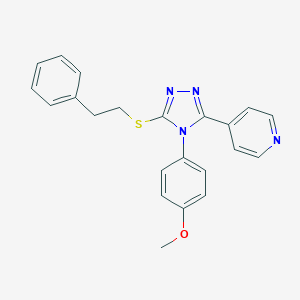 molecular formula C22H20N4OS B383747 4-{4-(4-methoxyphenyl)-5-[(2-phenylethyl)sulfanyl]-4H-1,2,4-triazol-3-yl}pyridine 