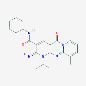 molecular formula C22H27N5O2 B383750 N-cyclohexyl-2-imino-1-isopropyl-10-methyl-5-oxo-1,5-dihydro-2H-dipyrido[1,2-a:2,3-d]pyrimidine-3-carboxamide 