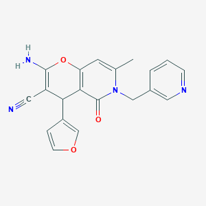molecular formula C20H16N4O3 B383751 2-amino-4-(furan-3-yl)-7-methyl-5-oxo-6-(pyridin-3-ylmethyl)-4H-pyrano[3,2-c]pyridine-3-carbonitrile CAS No. 612049-12-4