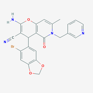 2-amino-4-(6-bromo-1,3-benzodioxol-5-yl)-7-methyl-5-oxo-6-(pyridin-3-ylmethyl)-4H-pyrano[3,2-c]pyridine-3-carbonitrile