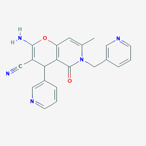molecular formula C21H17N5O2 B383757 2-amino-7-methyl-5-oxo-4-pyridin-3-yl-6-(pyridin-3-ylmethyl)-4H-pyrano[3,2-c]pyridine-3-carbonitrile CAS No. 612049-26-0