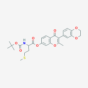 molecular formula C28H31NO8S B3837585 3-(2,3-dihydro-1,4-benzodioxin-6-yl)-2-methyl-4-oxo-4H-chromen-7-yl N-(tert-butoxycarbonyl)methioninate 