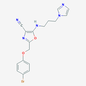 2-[(4-bromophenoxy)methyl]-5-{[3-(1H-imidazol-1-yl)propyl]amino}-1,3-oxazole-4-carbonitrile