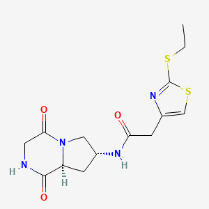 molecular formula C14H18N4O3S2 B3837600 N-[(7R,8aS)-1,4-dioxooctahydropyrrolo[1,2-a]pyrazin-7-yl]-2-[2-(ethylthio)-1,3-thiazol-4-yl]acetamide 