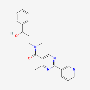 molecular formula C21H22N4O2 B3837608 N-(3-hydroxy-3-phenylpropyl)-N,4-dimethyl-2-pyridin-3-ylpyrimidine-5-carboxamide 