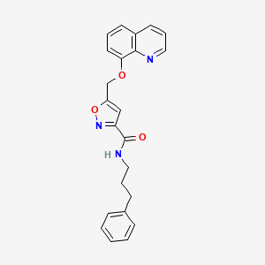 molecular formula C23H21N3O3 B3837628 N-(3-phenylpropyl)-5-[(8-quinolinyloxy)methyl]-3-isoxazolecarboxamide 