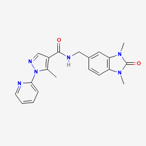 molecular formula C20H20N6O2 B3837635 N-[(1,3-dimethyl-2-oxo-2,3-dihydro-1H-benzimidazol-5-yl)methyl]-5-methyl-1-pyridin-2-yl-1H-pyrazole-4-carboxamide 