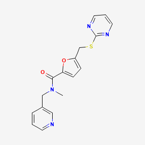 molecular formula C17H16N4O2S B3837657 N-methyl-N-(pyridin-3-ylmethyl)-5-[(pyrimidin-2-ylthio)methyl]-2-furamide 