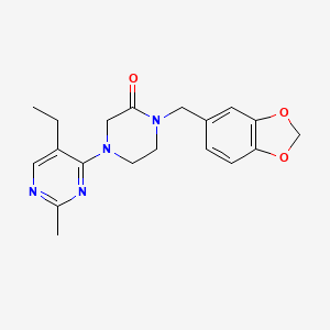 molecular formula C19H22N4O3 B3837658 1-(1,3-benzodioxol-5-ylmethyl)-4-(5-ethyl-2-methylpyrimidin-4-yl)piperazin-2-one 