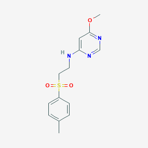 molecular formula C14H17N3O3S B3837665 6-methoxy-N-{2-[(4-methylphenyl)sulfonyl]ethyl}pyrimidin-4-amine 