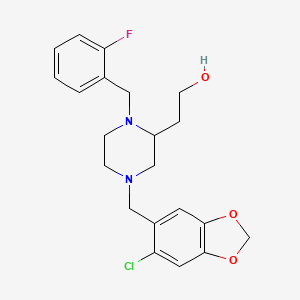 molecular formula C21H24ClFN2O3 B3837677 2-[4-[(6-chloro-1,3-benzodioxol-5-yl)methyl]-1-(2-fluorobenzyl)-2-piperazinyl]ethanol 