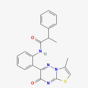 molecular formula C21H18N4O2S B3837707 N-[2-(3-methyl-7-oxo-7H-[1,3]thiazolo[3,2-b][1,2,4]triazin-6-yl)phenyl]-2-phenylpropanamide 