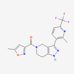molecular formula C18H16F3N5O2 B3837721 5-[(5-methylisoxazol-3-yl)carbonyl]-3-[2-methyl-6-(trifluoromethyl)pyridin-3-yl]-4,5,6,7-tetrahydro-1H-pyrazolo[4,3-c]pyridine 
