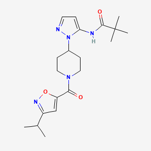 molecular formula C20H29N5O3 B3837780 N-(1-{1-[(3-isopropyl-5-isoxazolyl)carbonyl]-4-piperidinyl}-1H-pyrazol-5-yl)-2,2-dimethylpropanamide 