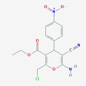 molecular formula C16H14ClN3O5 B3837799 ethyl 6-amino-2-(chloromethyl)-5-cyano-4-(4-nitrophenyl)-4H-pyran-3-carboxylate 