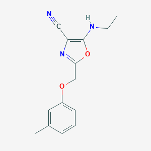 molecular formula C14H15N3O2 B383787 5-Ethylamino-2-m-tolyloxymethyl-oxazole-4-carbonitrile 