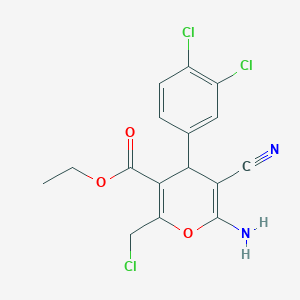 molecular formula C16H13Cl3N2O3 B3837888 ethyl 6-amino-2-(chloromethyl)-5-cyano-4-(3,4-dichlorophenyl)-4H-pyran-3-carboxylate 