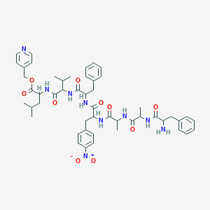 molecular formula C50H63N9O10 B038379 Pyridin-4-ylmethyl 2-[[2-[[2-[[2-[2-[2-[(2-amino-3-phenylpropanoyl)amino]propanoylamino]propanoylamino]-3-(4-nitrophenyl)propanoyl]amino]-3-phenylpropanoyl]amino]-3-methylbutanoyl]amino]-4-methylpentanoate CAS No. 115389-04-3